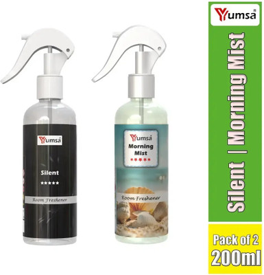 YUMSA Combo Pack of Air Freshener, Fresh, Floral Room Freshener Spray Morning mist and Silent(2 x 200 ml)