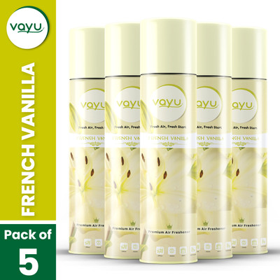 Vayu Air Freshner Room Spray French Vanila Flavour (Pack of 5) Spray Air Freshner Room Spray(5 x 220 ml)