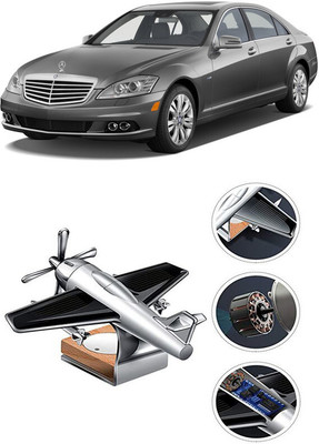 YUNEIK Car Solar Air Freshner Automatic Rotating Diffuser YK_SILVER-SINGLE-FAN-411(100 g)