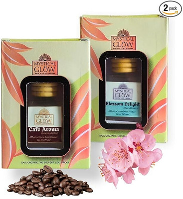 Mystical Glow Natural Diffuser Air Freshener Combo Pack Cafe Aroma & Blossom Delight(Cherry Blossom)8 ML EACH(2 x 8 ml)