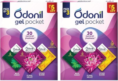 Odonil Gel Pocket Mix - Assorted | Air Freshener for Bathroom & Toilet Blocks(6 x 10 g)