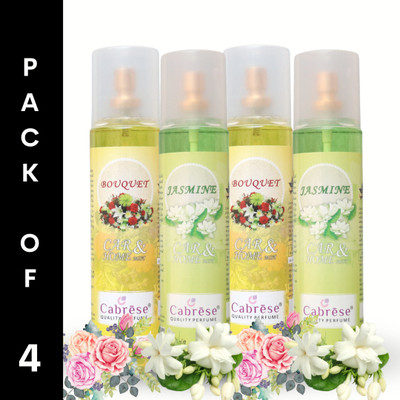 CABRESE JASMINE, BOUQUET Car Freshener Spray PREMIUM ROOM FRESHENERS(4 x 250 ml)
