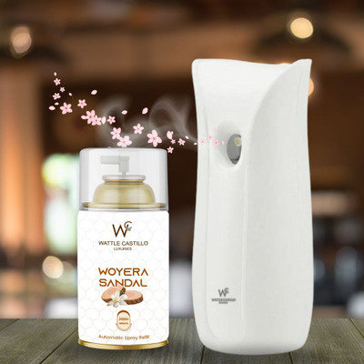 Wattle Castillo Automatic Air Freshener Kit (Machine + WoyeraSandal Refill - 265ml) 3000+ Sprays Automatic Spray WC-Machine01+Kesarchandan(1 Units)