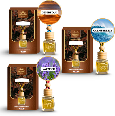 AroDrift Desert Oud, Ocean Breeze, Lavender Aroma Oil, Diffuser Set, Refill Premium Hanging Car Perfume Combo 15ml X 3 –Desert Oud, Ocean Breeze, Lavender – Long-Lasting Fragrance(3 x 15 ml)