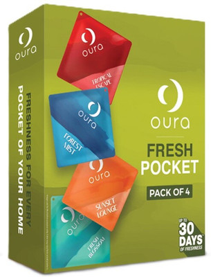 Oura Tropical Escape, Forest Mist, Fresh Blossom & Sunset Lounge Blocks Pocket Gel Air Freshner (Pack of 4 )(4 x 10 g)