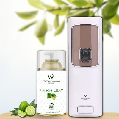 Wattle Castillo Automatic Air Freshener Dispenser(Machine+Lemonleaf Refill -265ml) 3000+ Sprays Automatic Spray, Refill WC-Machine02+Lemonleaf(2 Units)
