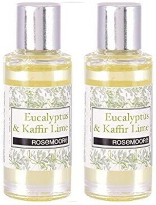 ROSeMOORe Eucalyptus & Kaffir Lime Aroma Oil Pure Scented Oil Eucalyptus & Kaffir Lime 15ml Each - Can Be Used in Oil Burner and Electric Diffuser (Pack of 2)(2 x 1 Units)