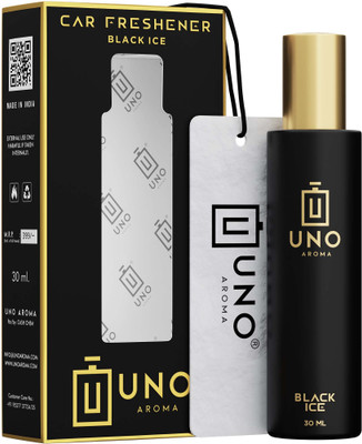 UNO AROMA Black Ice Fragrance Car Freshener Spray Black Ice Car Freshener Perfume With Elegant Car Hanging For All Day Long Immense Delightful Fragrance(30 ml)