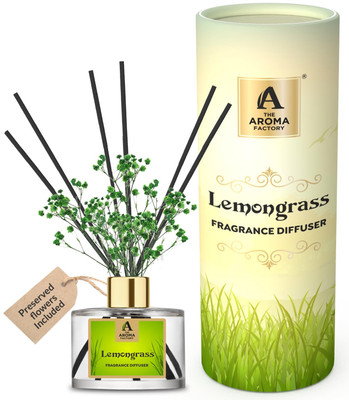 The Aroma Factory Lemongrass Diffuser Set Reed Diffuser Set (Lemongrass, 100ml Pack of 1)(100 ml)