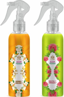ST-JOHN Room Freshener | Long Lasting Fragrance | Jasmine Sandalwood | Eucalyptus Lemongrass | Combo Pack Of 2 Spray(2 x 250 ml)