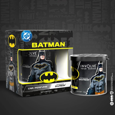 Involve Your Senses Batman Fiber Tin Can with OFFICIAL DC MERCHANDISE Car Freshener Blocks - WBC01 | Freshen Up Your Car with Aquatic Fragrance | Car Perfume(40 g)