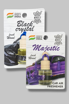 areej Majestic, Black crystal Car Freshener Diffuser Car hanging perfume Car air freshener Mix Combo(2 x 8 ml)