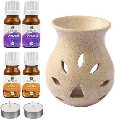 Aatiutik Mogra, Lavender Diffuser Set AT-2TL_GRAINTDIF_2LV_2MOG(7 x 5.71 ml)