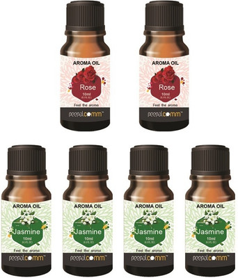 PeepalComm High Scented Aroma Oil Rose Jasmine Set Of 6 For Freshener 4-2 Combo Aroma Oil, Refill, Diffuser Home Gift Scented Aroma Oil for Diffuser, Burner Kapoordani Set of 6 - Fragrance Scent - Jasmine & Rose- Best for Home Office, Cool Mist Large Rooms, Bedroom, (Each 10ml) S13(60 ml) PeepalComm High Scented Aroma Oil Rose Jasmine Set Of 6 For Freshener 4-2 Combo Aroma Oil, Refill, Diffuser Home Gift Scented Aroma Oil for Diffuser, Burner Kapoordani Set of 6 - Fragrance Scent - Jasmine & Rose- Best for Home Office, Cool Mist Large Rooms, Bedroom, (Each 10ml) S13(60 ml)