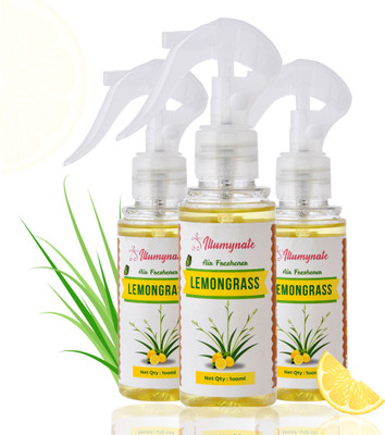 ILLUMYNATE Lemon grass Car Freshener Spray Lemon Grass Room Air Freshener Room Perfume Spray for Kitchen Bathroom Car Spray(3 x 100 ml)
