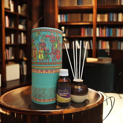 GLOBAL AROMA Ethenic Pot Reed Set Tuscany Florence Fragrance Diffuser Set POT-W-FIBER STICKS-TUSCANY FLORENCE-100ML(100 ml)