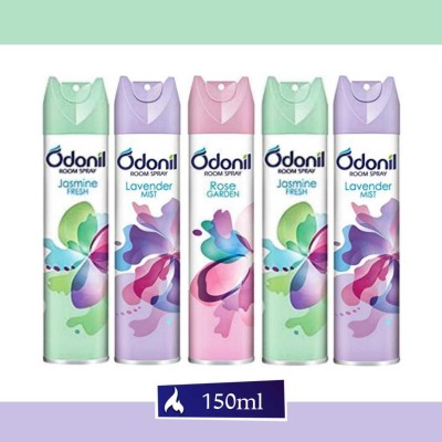 Odonil Lavender Mist, Jasmine Fresh, Rose Garden Spray(5 x 150 ml)