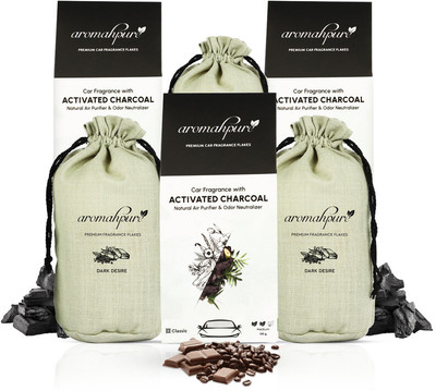 Aromahpure Premium Car Perfume Flakes with Activated Charcoal|Dark Desire Fragrance Car Freshener Diffuser Chocolate, coffee, vanilla Flakes with Activated Charcoal (100 Grams)(3 x 100 g)