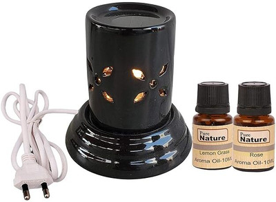 LANDSLIDE Ceramic Electric Aroma Diffuser, for Home (10 ml Rose & Lemon Grass Fragrance) Aroma Oil MINI ELECTRIC(10 ml)