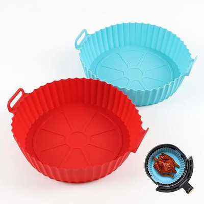 ZOVISU Air Fryer Reusable Silicone Pot 6.8in Non Stick Air Fryer Liners with Ear Handle Air Fryer(1 L)