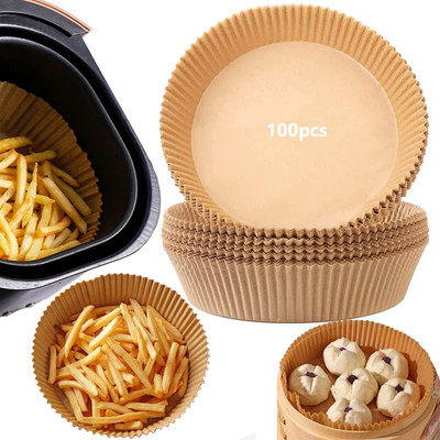KAULDVISHE 100pcs Round Air Fryer Disposable Paper Liner Liners Baking Paper for Food Grade Air Fryer(50 L)