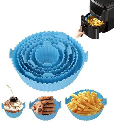 SHREEHARI 6Pcs Reusable NonStick Air Fryer Accessorie Set Round Silicone Coating PotBasket Kitchen Tool Set(Multicolor, Baking Tools)