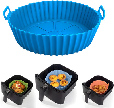 FUELBYTE 1Pcs Silicone Air Fryer Liners Reusable Non-Stick Pot Food-Grade Silicone Tray Air Fryer(1 L)