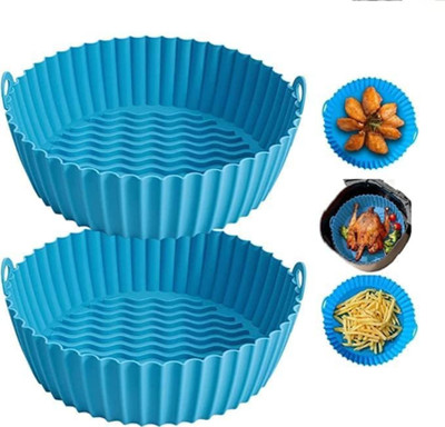 Kayaan Air Fryer Liners I Round Silicone Basket Baking Tray I Pot with Ear Handles Air Fryer(1 L)