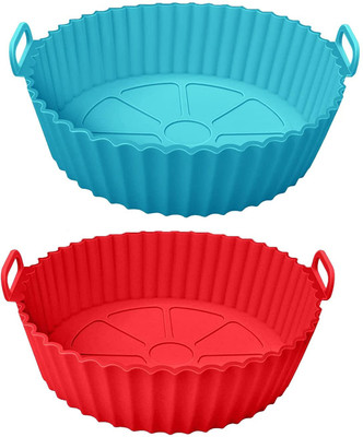 hiyan Reusable Baking Tray | Silicone Air Fryer Basket & Baking Tray | 2 Pcs Air Fryer(1 L)