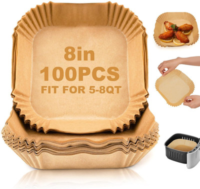 Radhe Fashion Air Fryer Parchment Paper Liners, 100 PCS Non-Stick Disposable Baking Paper, Airfryer Tray