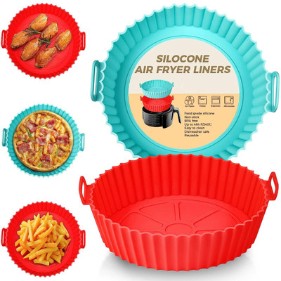 ZORIADA Air Fryer Reusable Silicone Pot, Non-Stick Silicone Airfryer Tray Air Fryer(1 L)