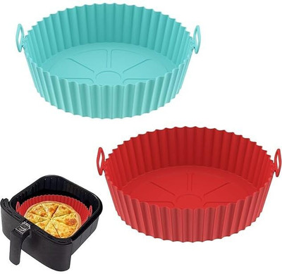 CUZWAVE Reusable Baking Tray | Silicone Air Fryer Basket & Baking Tray | 2 Pcs Air Fryer(1 L)