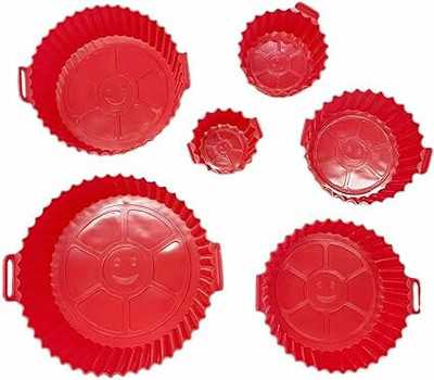 voxsara 6 Pcs Round Reusable Non-Stick air Fryer Accessories Silicone Coating Pot Basket Air Fryer(1 L)