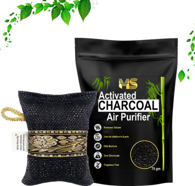Mini Storify Bamboo Activated Charcoal Bag 75g Odour Absorber Removes Air Purifying Bags Portable Car Air Purifier(Black)