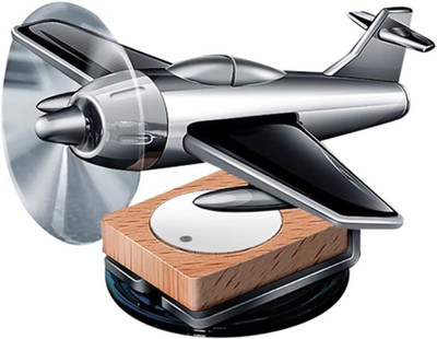 carfrill Car Essential Oil Diffuser Solar Airplane Car Diffuser Wooden Base Portable Car Air Purifier(Silver)