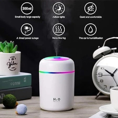 Totthar H2O 300 ml Ultrasonic Cool Mist Humidifier & Aroma Diffuser with LED Light Portable Room Air Purifier(Multi)