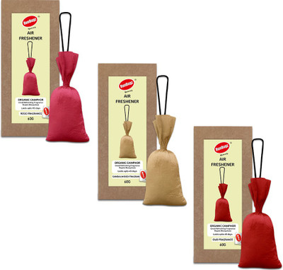 RunBugz Camphor Pouch Air Freshener With Fragrance Rose, Sandalwood & Oud Car Air Purifier(Multicolor)