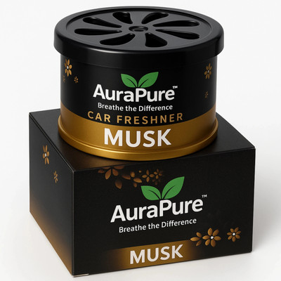 AuraPure Premium Car Air Freshener Gel with Musk Fragrance | Portable Car Air Purifier(Black & Brown)