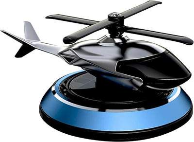 Auto Freak Metal Solar Helicopter Car Air Freshener With Essential Oil Bottle In Any Color Portable Car Air Purifier(Blue)