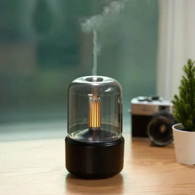 rich mart 2 in 1 Table Lamp and Air Humidifier -Candlelight Portable Room Air Purifier Portable Room Air Purifier(BLACK)
