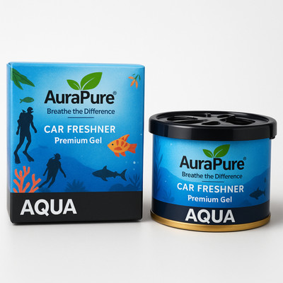 AuraPure Premium Car Air Freshener Gel with Aqua Fragrance | Portable Car Air Purifier(Aqua Blue & Black)