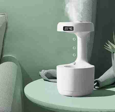 Premio Coppex Anti-Gravity Water Drop Humidifier With Sound & 24Hrs Led Display Portable Room Air Purifier(White + (Free Tic-tac-toe))