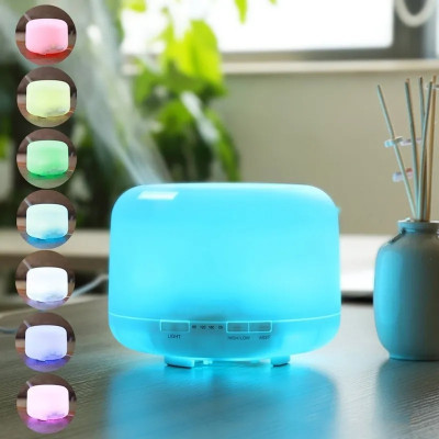 Chocozone 7 Color LED 500ml Aromatherapy Humidifier for Room Aroma Essential Oil Diffuser Portable Room Air Purifier(White)