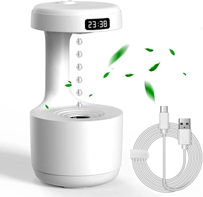 DRUMSTONE Anti-Gravity Cool Mist Humidifier | LED Clock & Aroma Diffuser Portable Room Air Purifier(Multicolor)