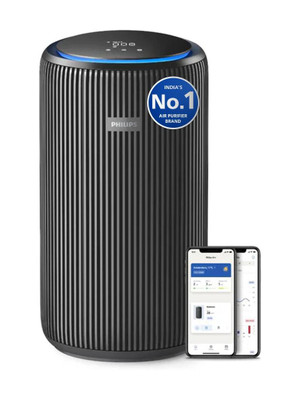 PHILIPS AC4221/61 Covers Large Rooms to 156m2 (1670 sqft) | 600m3/h CADR | Dual Fan, Quiet with SilentWings | 4-Layer HEPA NanoProtect | AeraSense Sensors: PM2.5/Gas/Temp/Humidity | Air+App Portable Room Air Purifier(Dark Metallic)
