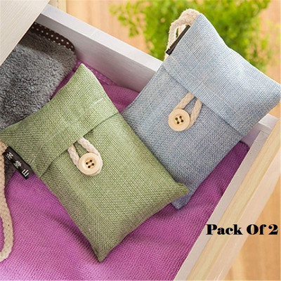 AirSoft 2 Packs Bamboo Charcoal Air Purifying Bag, New House Smell Absorber, Moisture Portable Car Air Purifier(Multicolor)