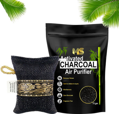 Mini Storify Natural Activated Charcoal Air Purifier Odor & Moisture Absorber for Home (75g) Portable Car Air Purifier(Black)