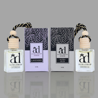 AD Aura Drop LAVENDER+AURA OUD Car Freshener Diffuser Car Hanging/Car Perfumes (20 Ml) Portable Car Air Purifier(Whiite)