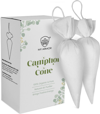 MY ARMOR Pure Camphor Cone for Room, Car and Air Freshener + Mosquito Repellant Portable Car Air Purifier(White)