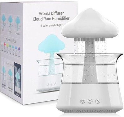 Nexila Electric Aroma Diffuser Cloud Rain Humidifier 7 Colors Night Light Portable Room Air Purifier(White)